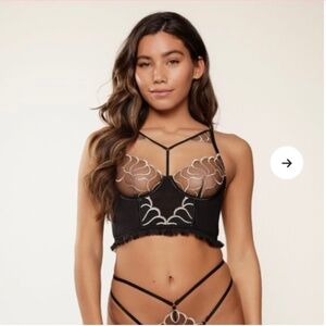 LingaDore Bustier and Thong In Black And Gold Size Medium. NWT